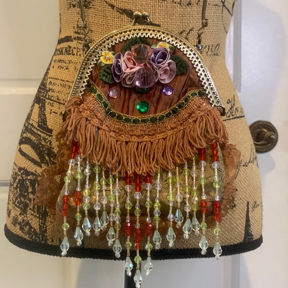 Boho Festival Fringe Crossbody Bag Embellished Renfair Retro Ornate - Picture 1 of 8